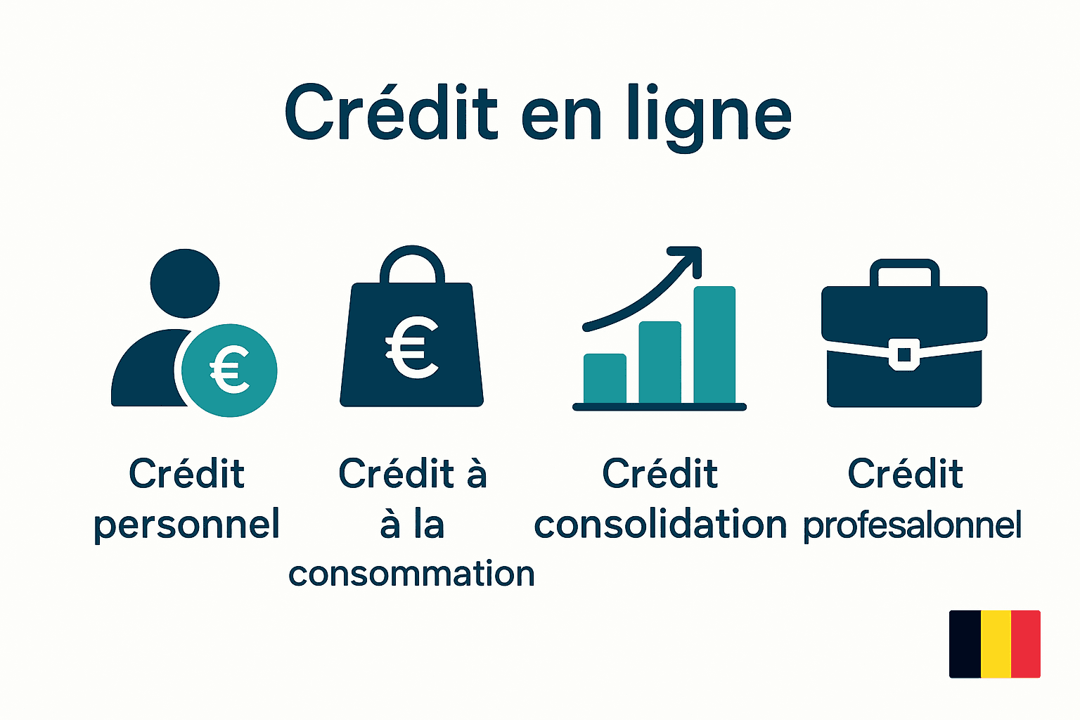 Infographic comparing types of crédit en ligne Belgique