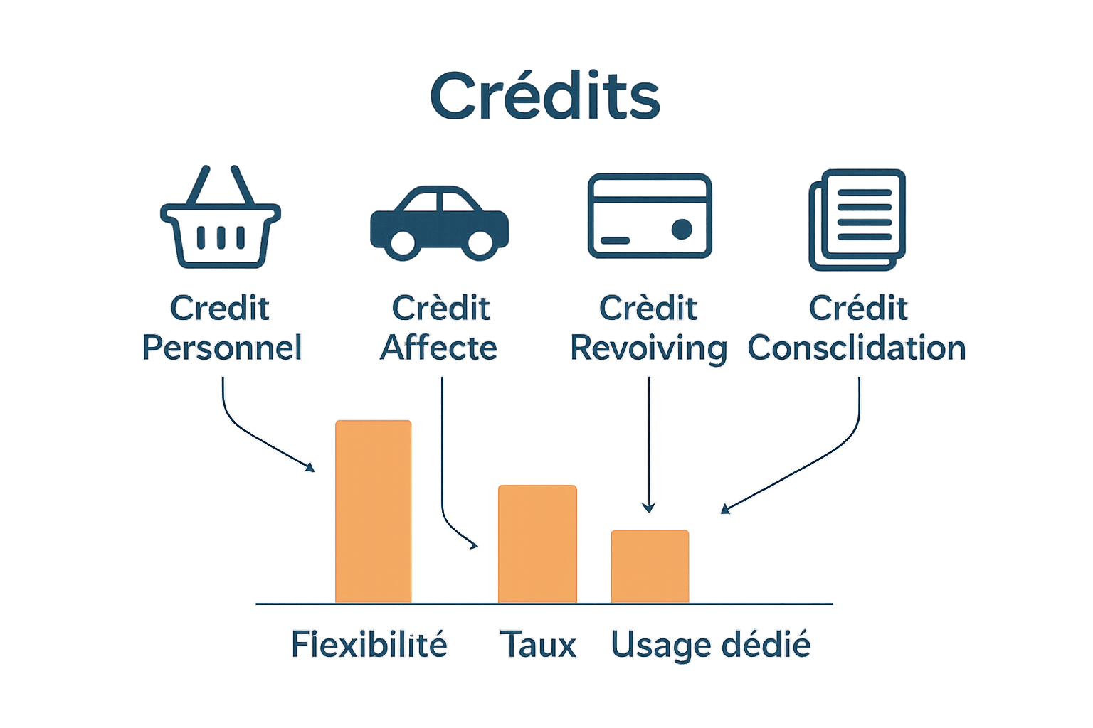 Infographie de comparaison des types de crédits à la consommation