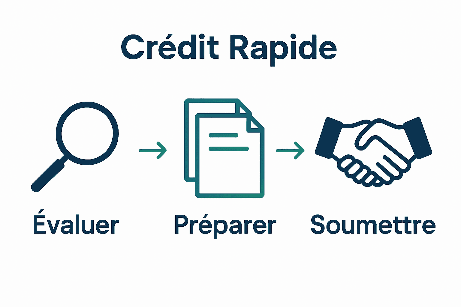 Infographie des 3 étapes clés pour obtenir un crédit rapidement