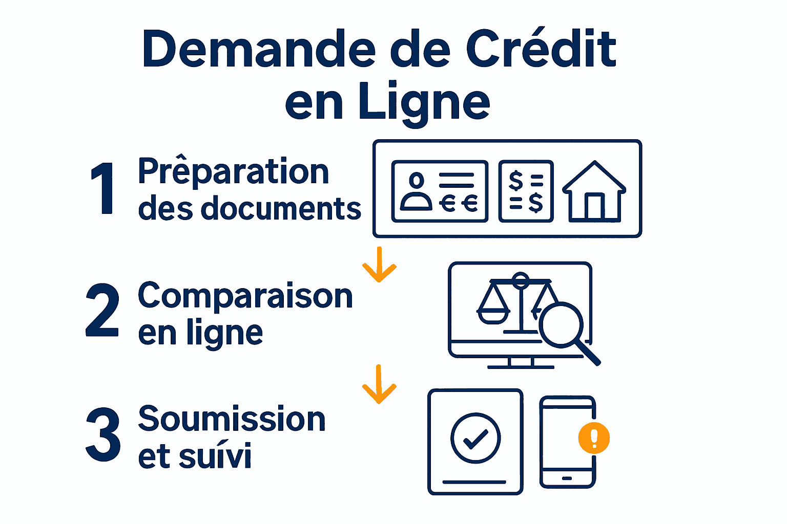 Infographic illustrating online credit workflow steps
