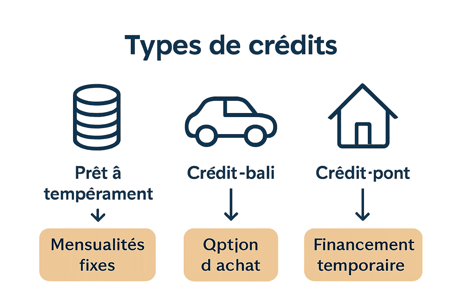 Infographie comparant trois types de crédits à la consommation en Belgique