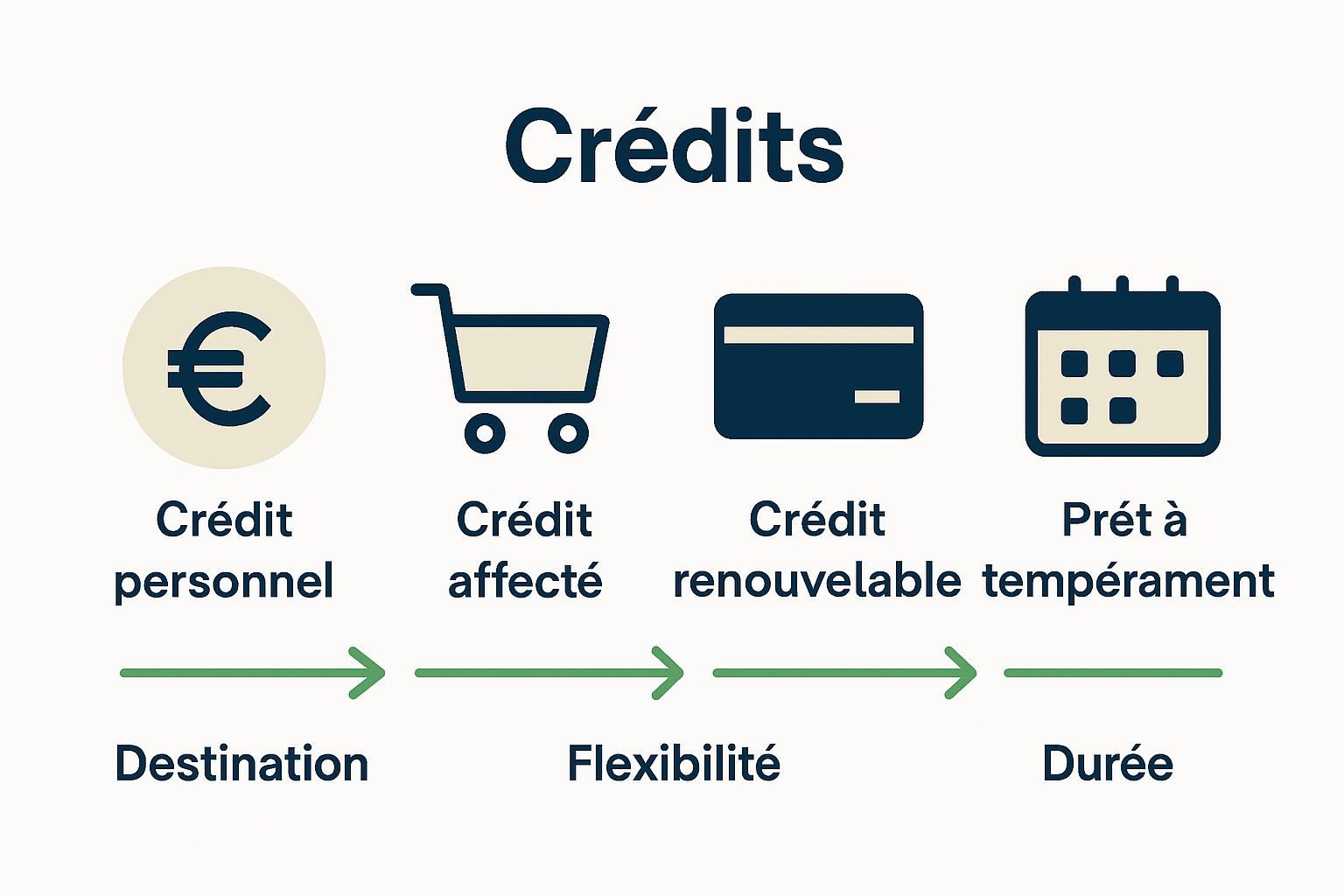 Infographie types principaux crédits consommation Belgique