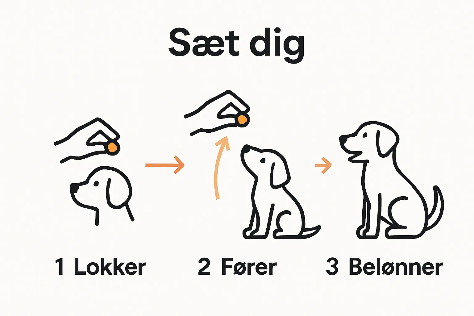 Infographic showing 3 steps to teach a dog sit command