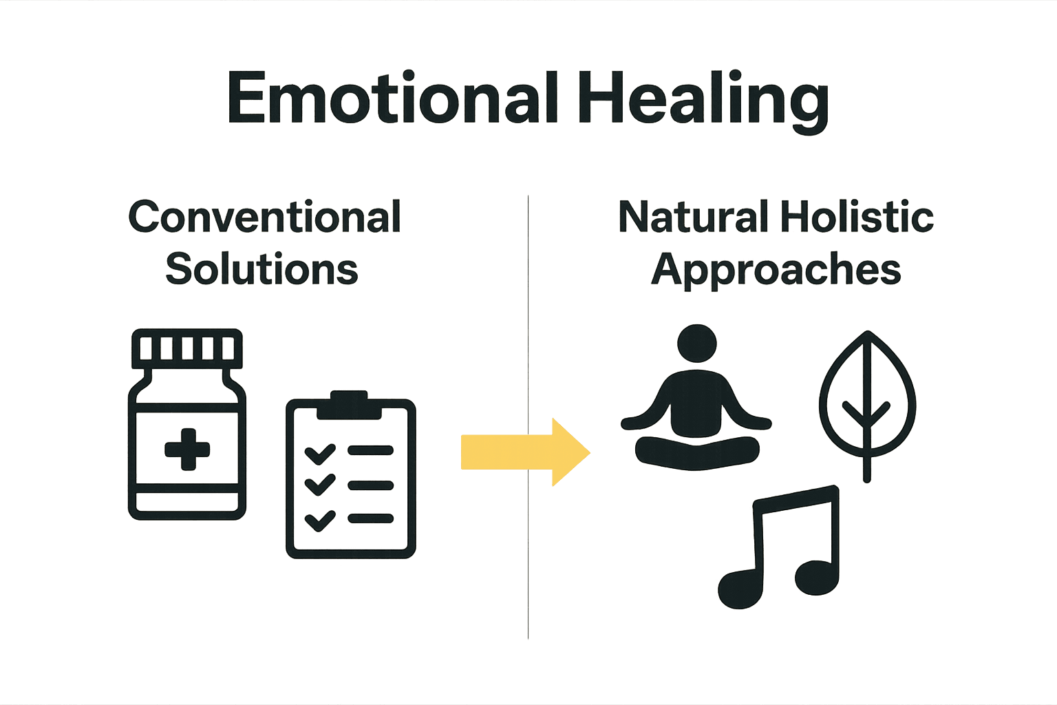 Infographic comparing conventional versus holistic emotional healing therapies Infographic comparing conventional versus holistic emotional healing therapies