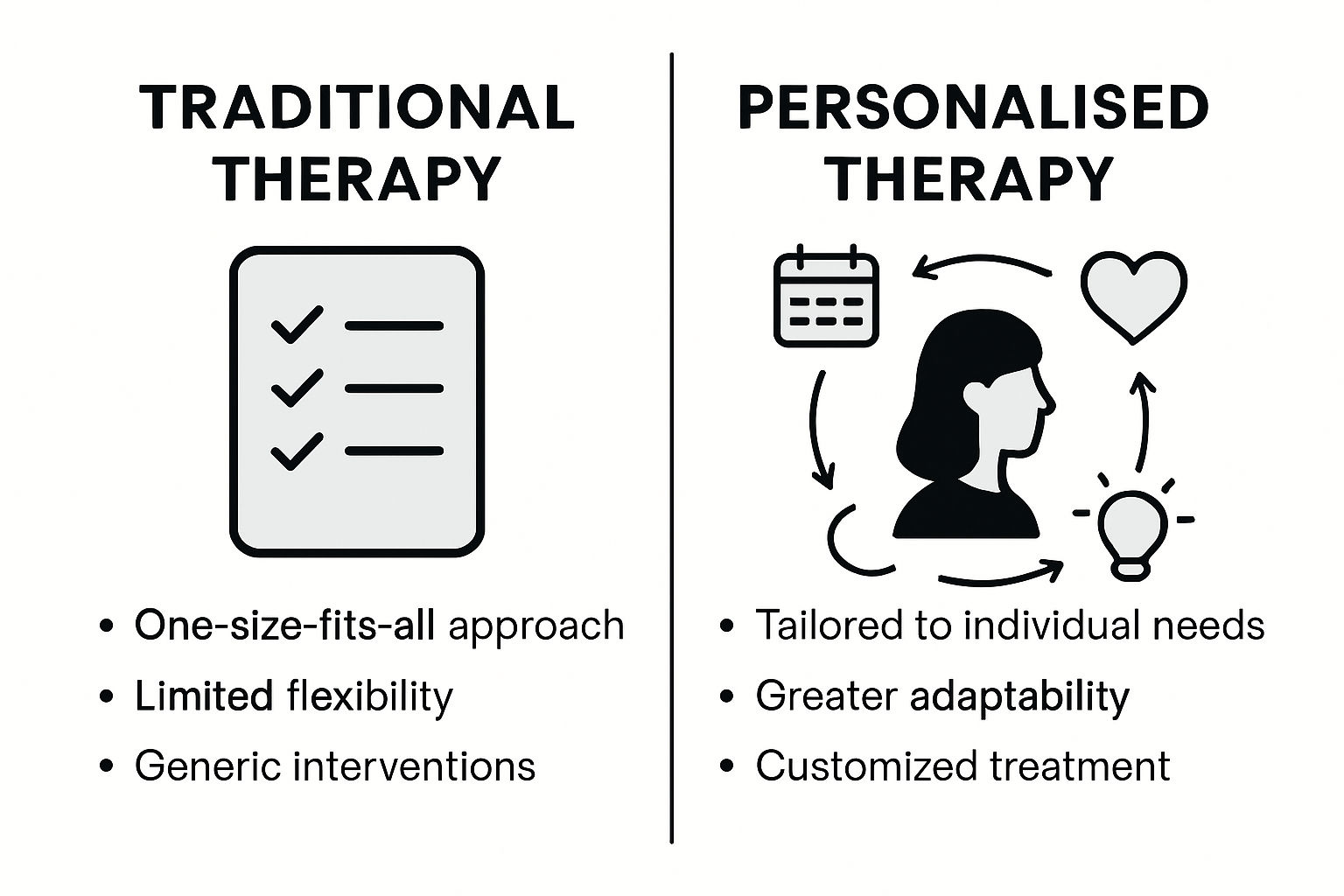 Comparison of traditional vs personalised therapy