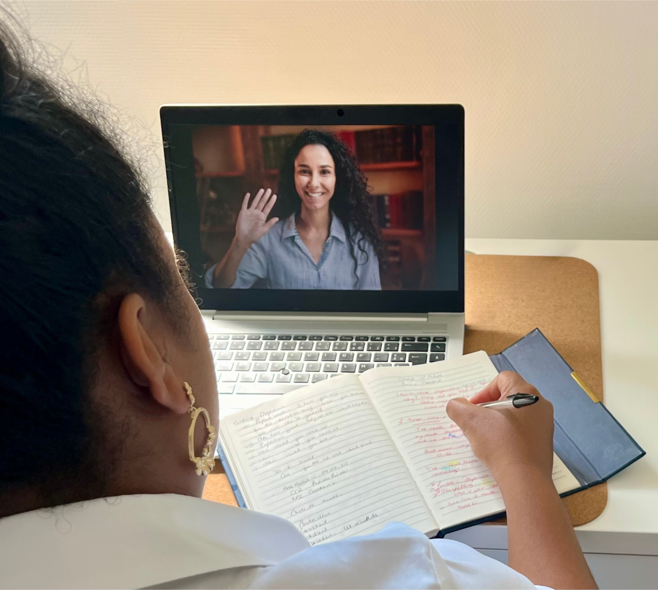 Person video chatting about relationship trauma signs