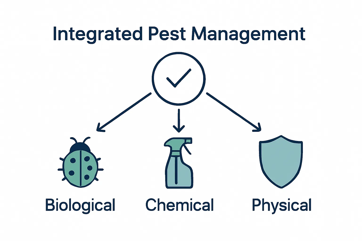 Infographic comparing biological, chemical, and physical pest control methods