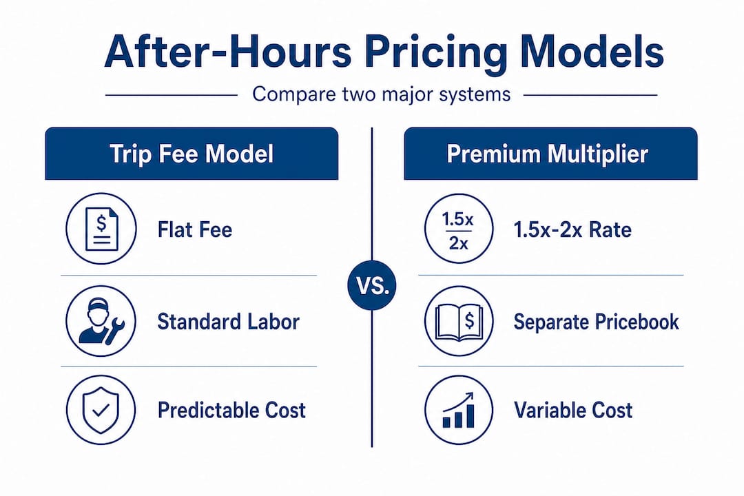 Infographic comparing HVAC after-hours pricing models