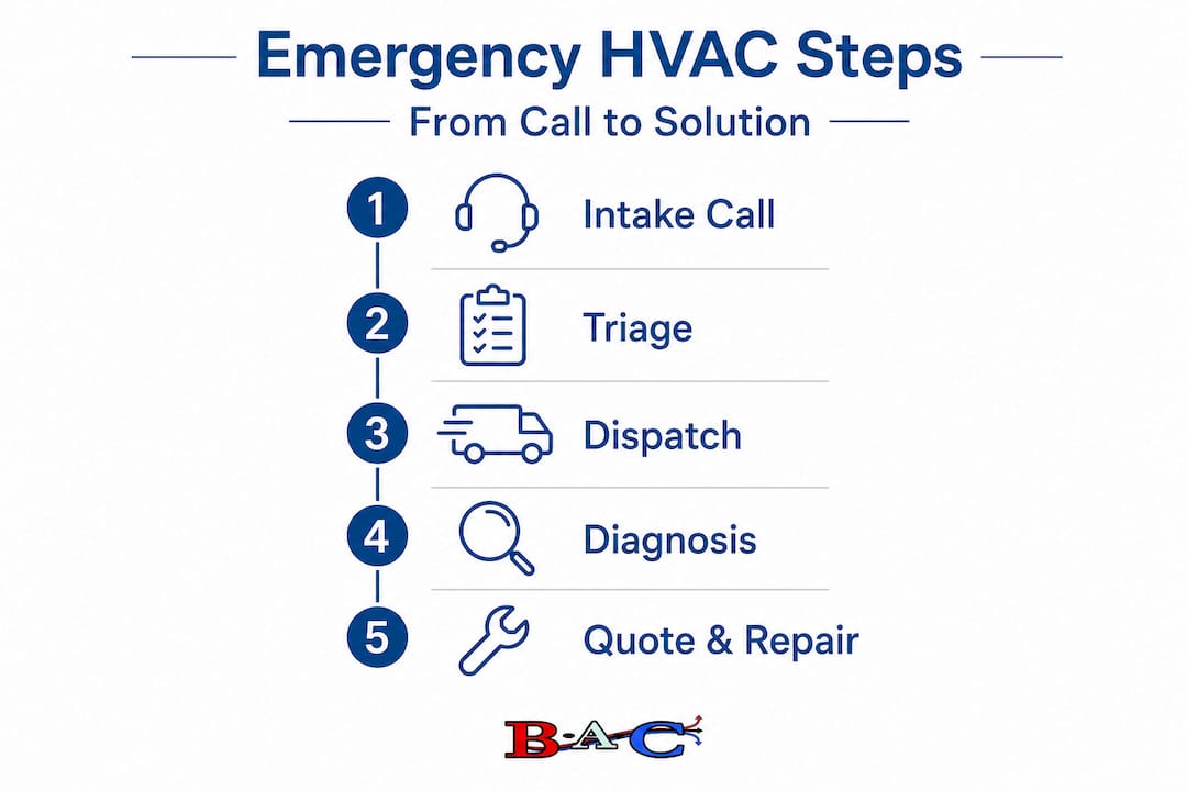 Infographic showing emergency HVAC service steps