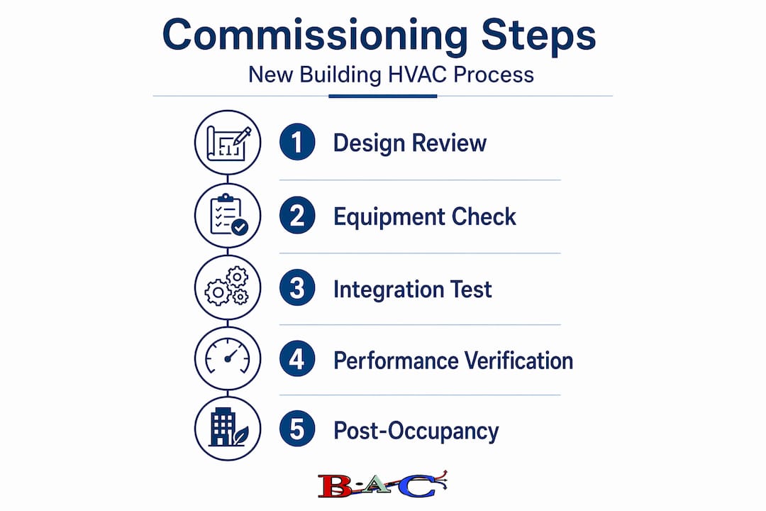 Infographic outlining HVAC commissioning process