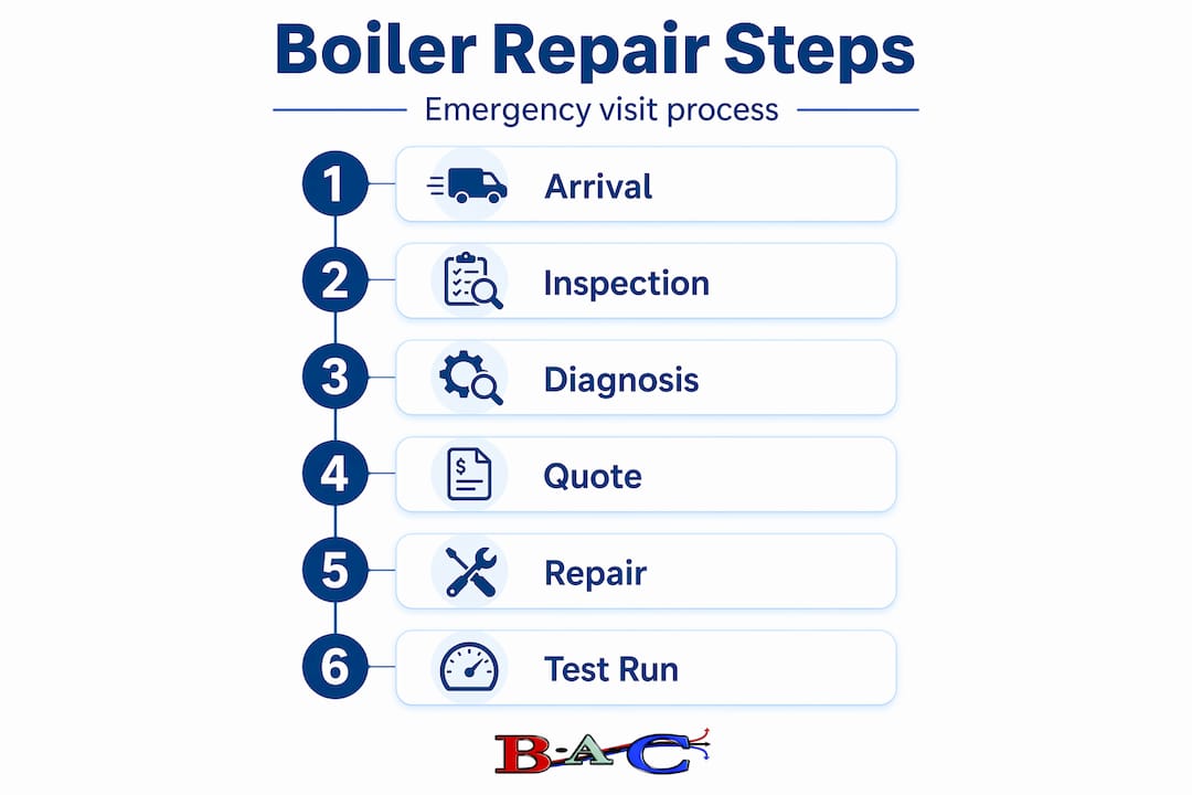 Infographic outlining emergency boiler repair steps