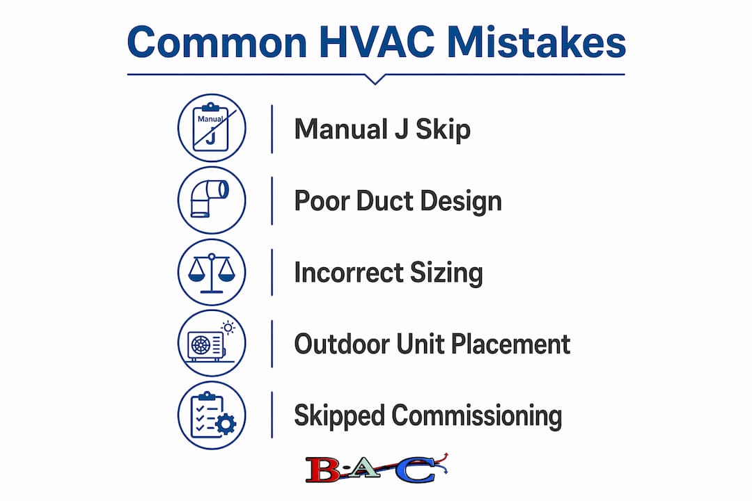 Infographic listing common HVAC installation mistakes