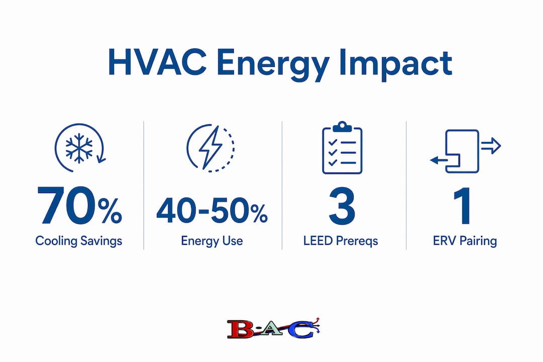 Infographic showing HVAC energy impact and certification stats