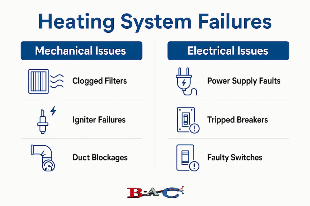 Infographic comparing mechanical and electrical heating failures