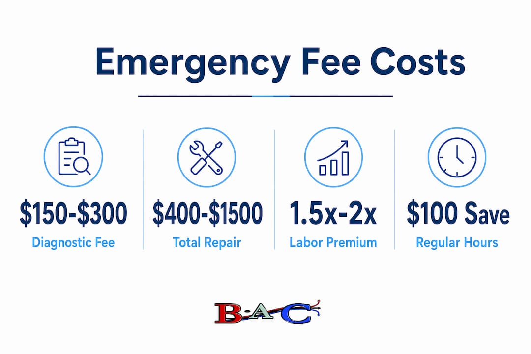 Infographic showing HVAC emergency diagnostic fee and related costs