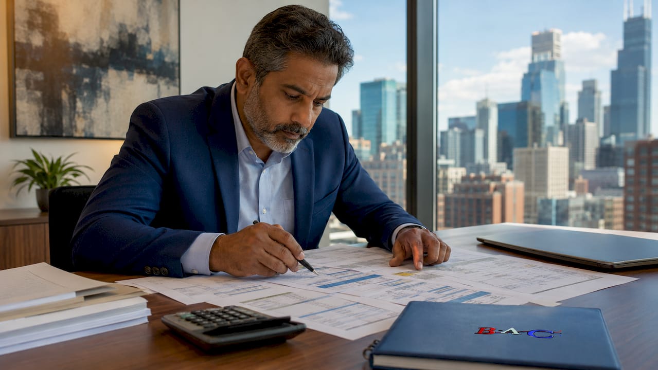 Property owner reviewing HVAC lifecycle cost analysis documents