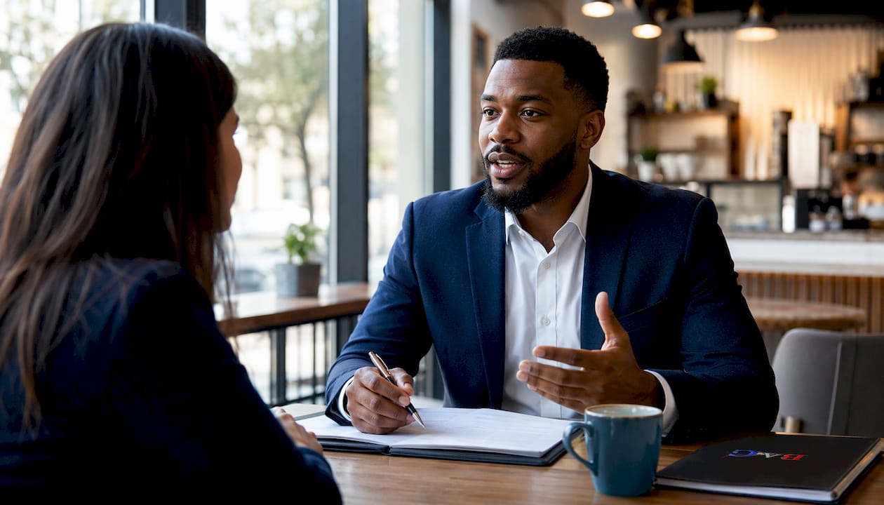 Professional discussing personal loan options in office