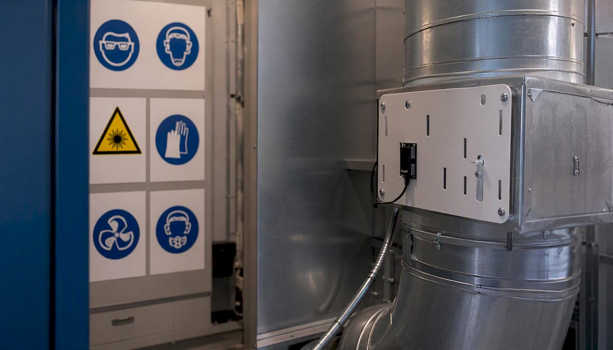 UV safety interlock and warning area in HVAC room