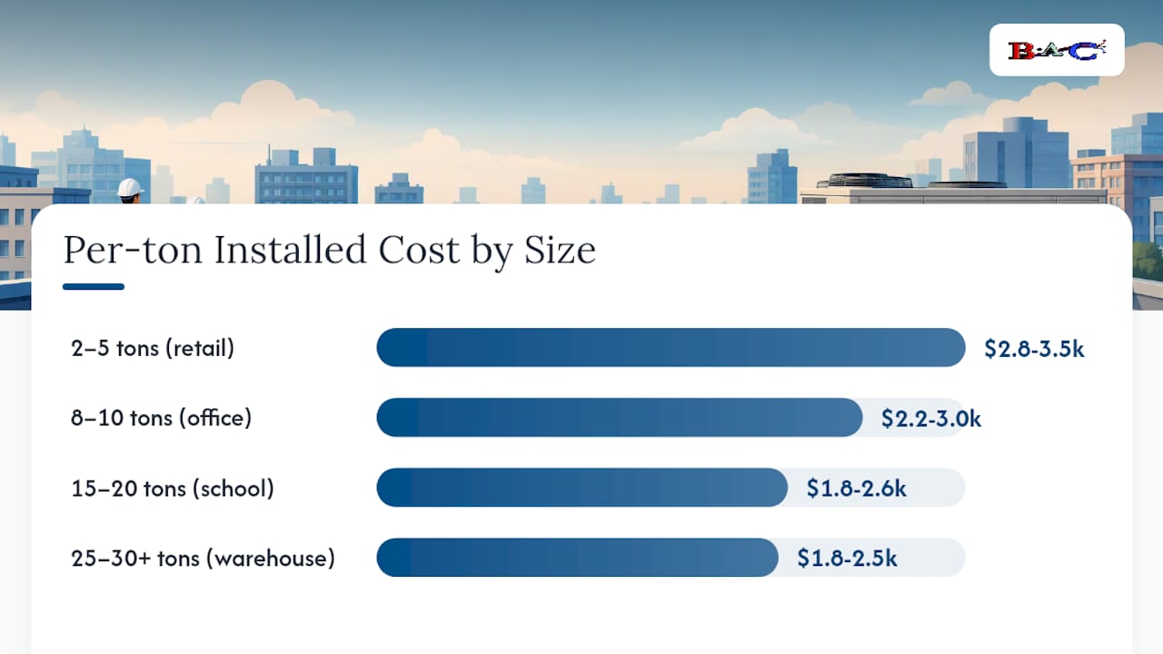Cost comparison of rooftop units by size
