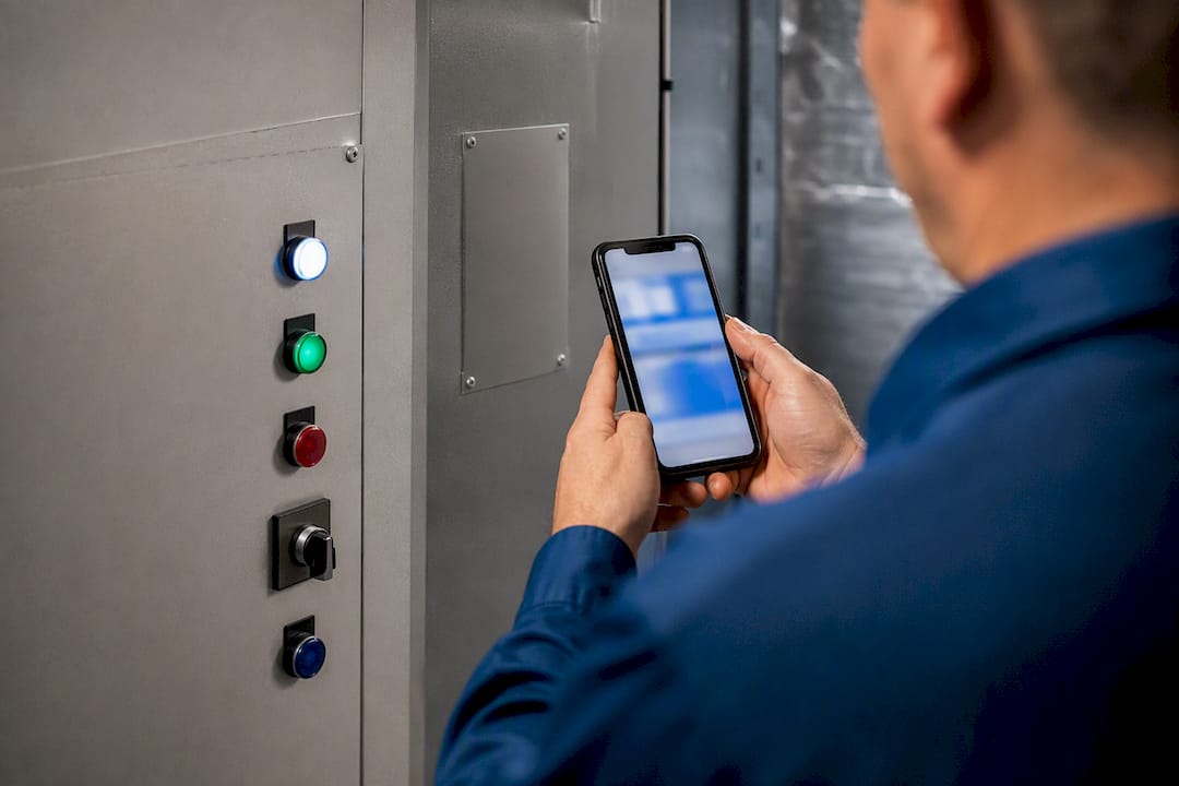 Manager photographing HVAC control panel