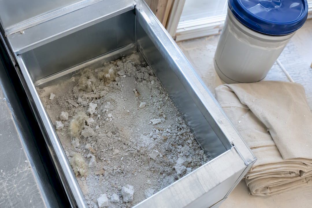 Renovation debris inside open ductwork
