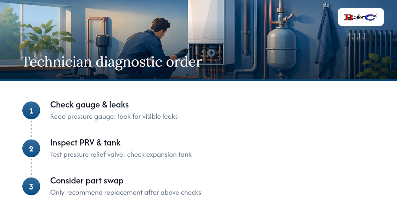 Boiler pressure diagnostic sequence