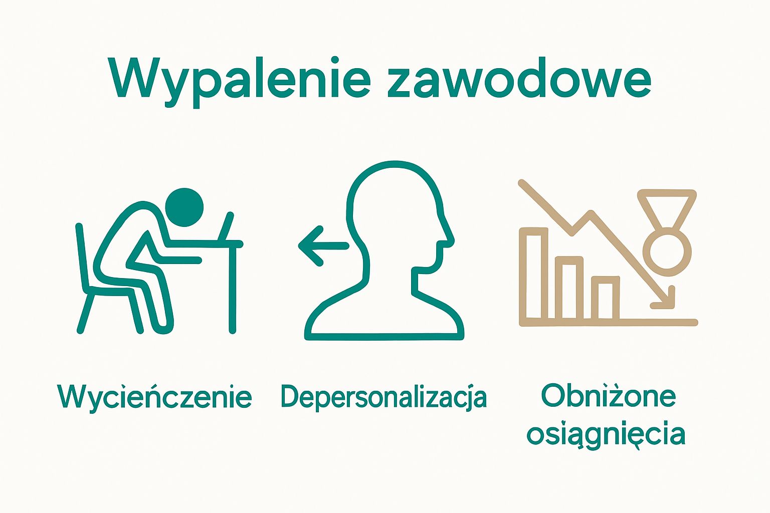 Infographic showing three main symptoms of burnout: exhaustion, detachment, and low accomplishment