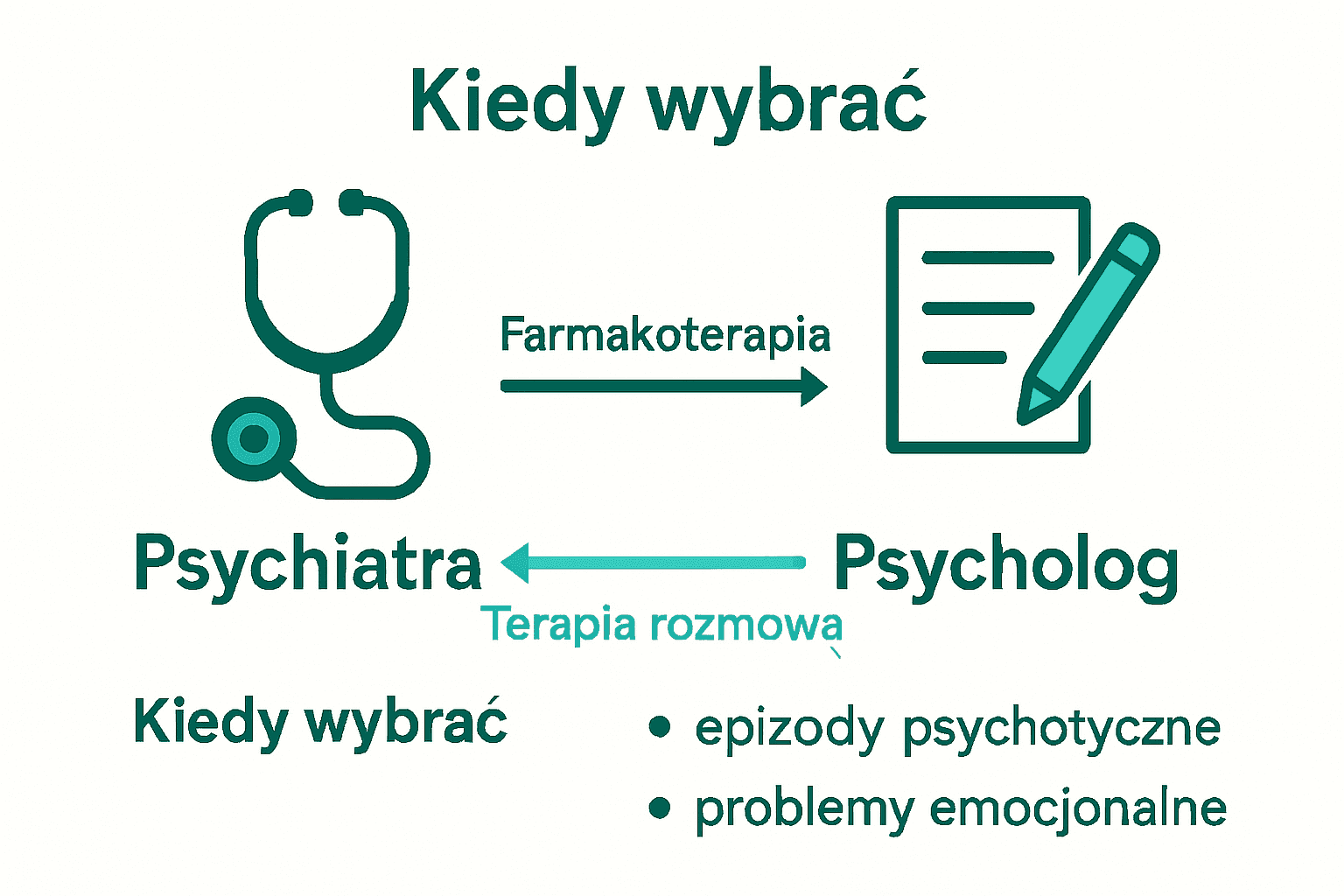 Infografika - różnice psychiatra psycholog