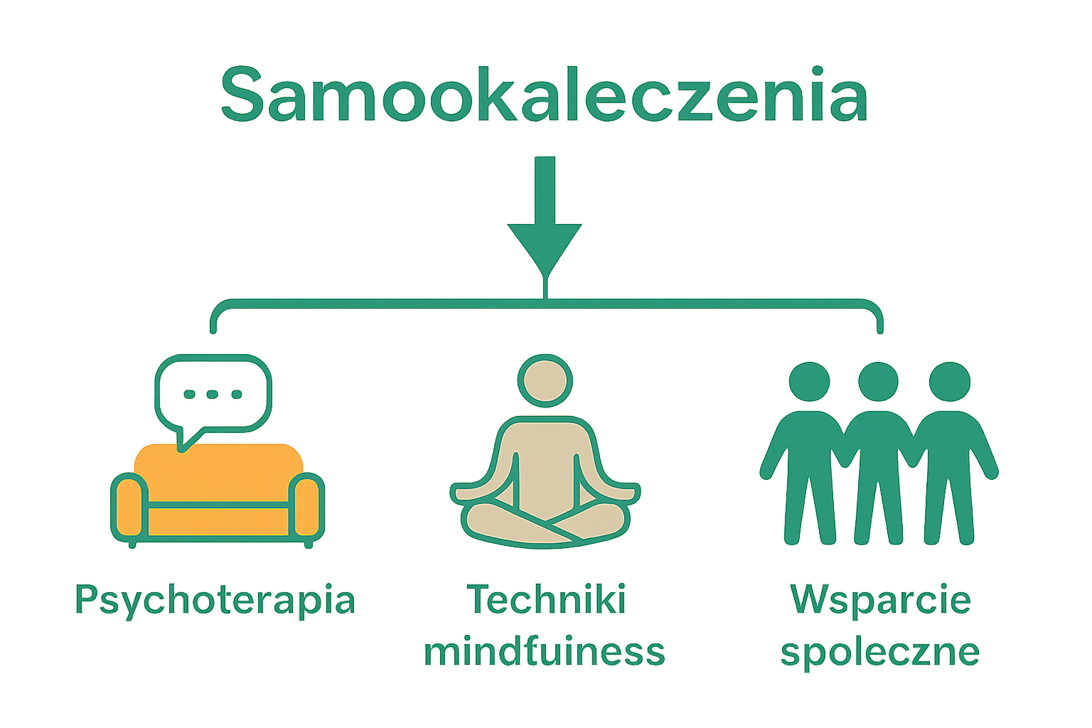 Infografika: metody wsparcia w leczeniu automutylacji