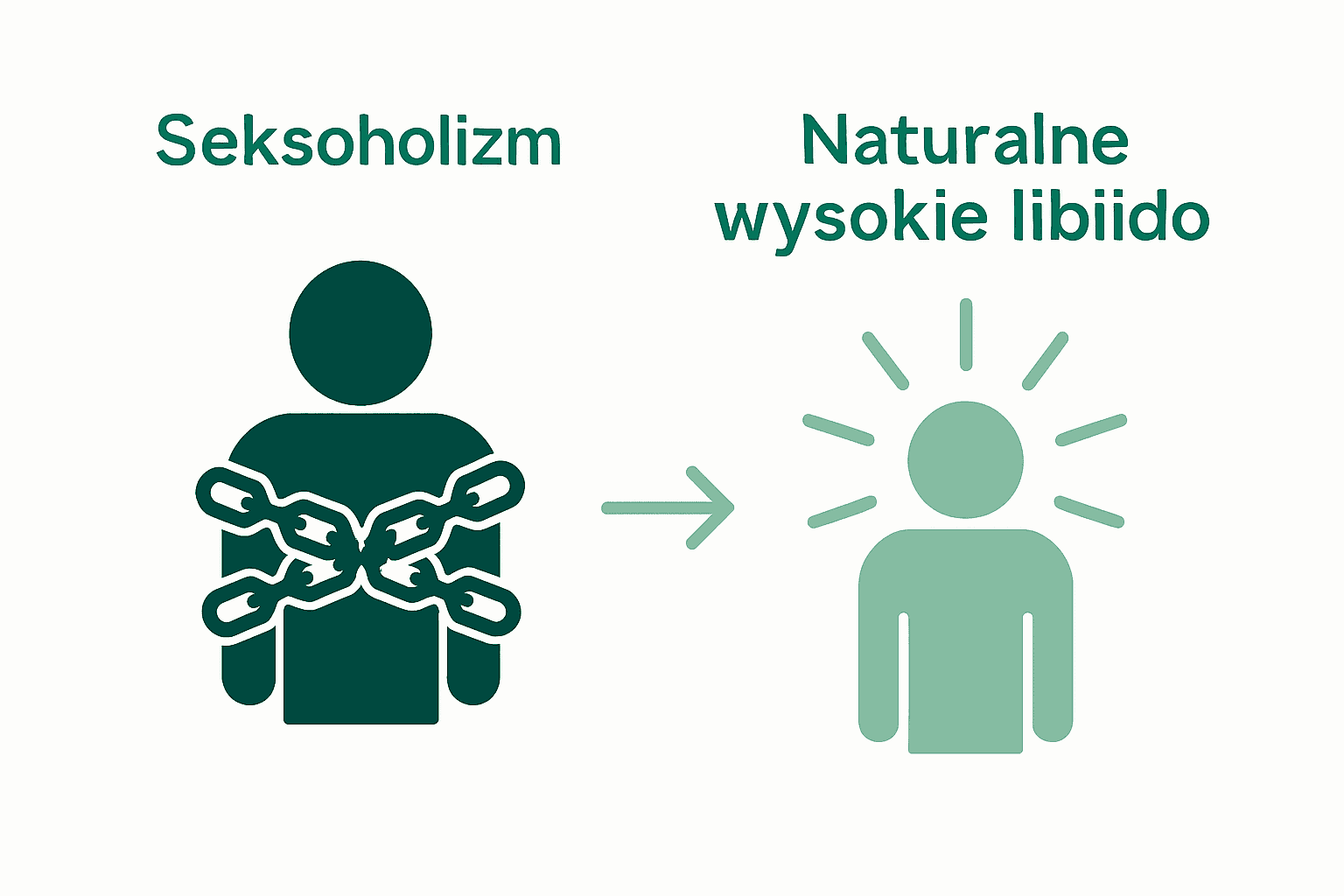 Ikony porównujące seksoholizm i wysokie libido.