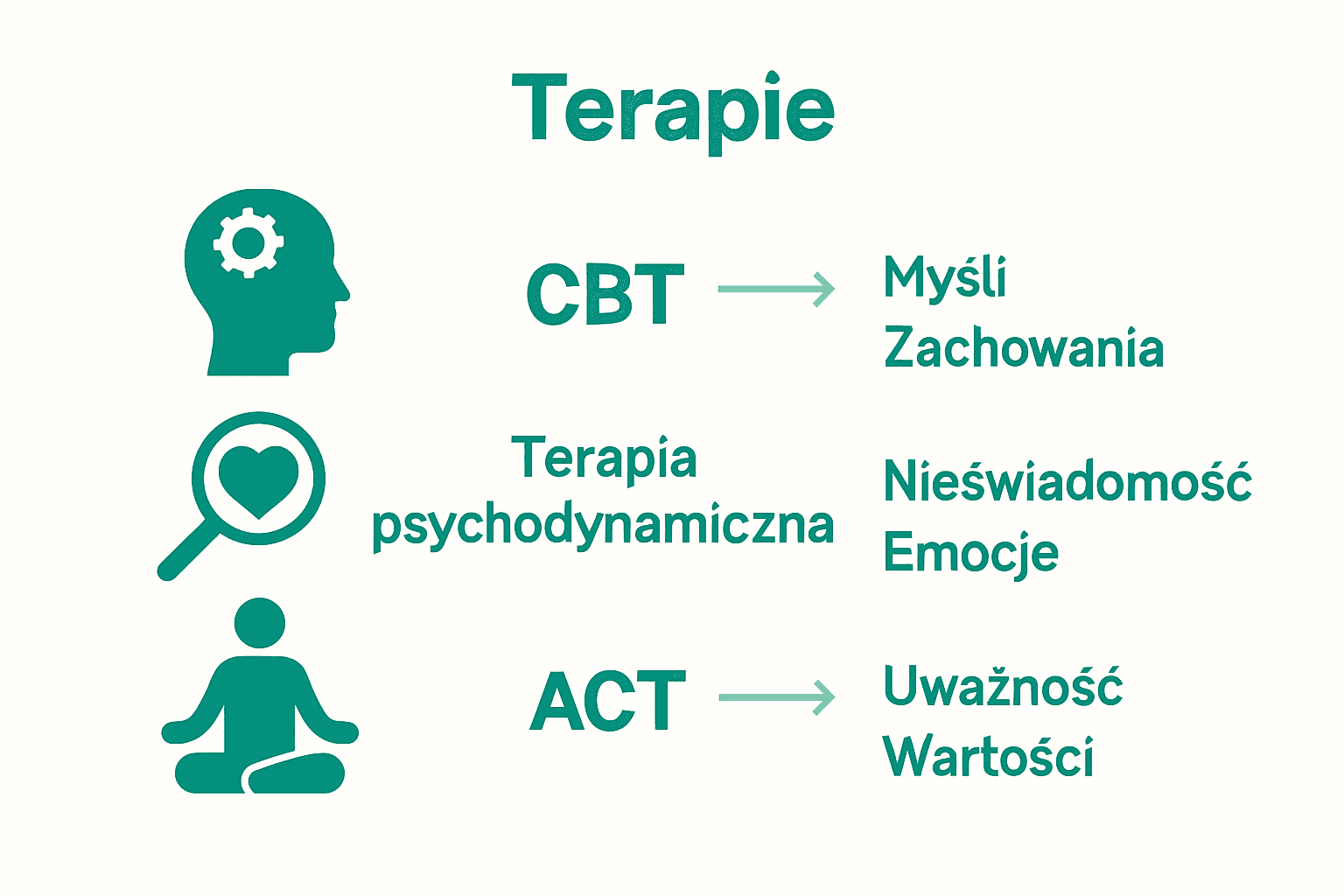 Porównanie terapii CBT, psychodynamicznej i ACT w leczeniu lęku