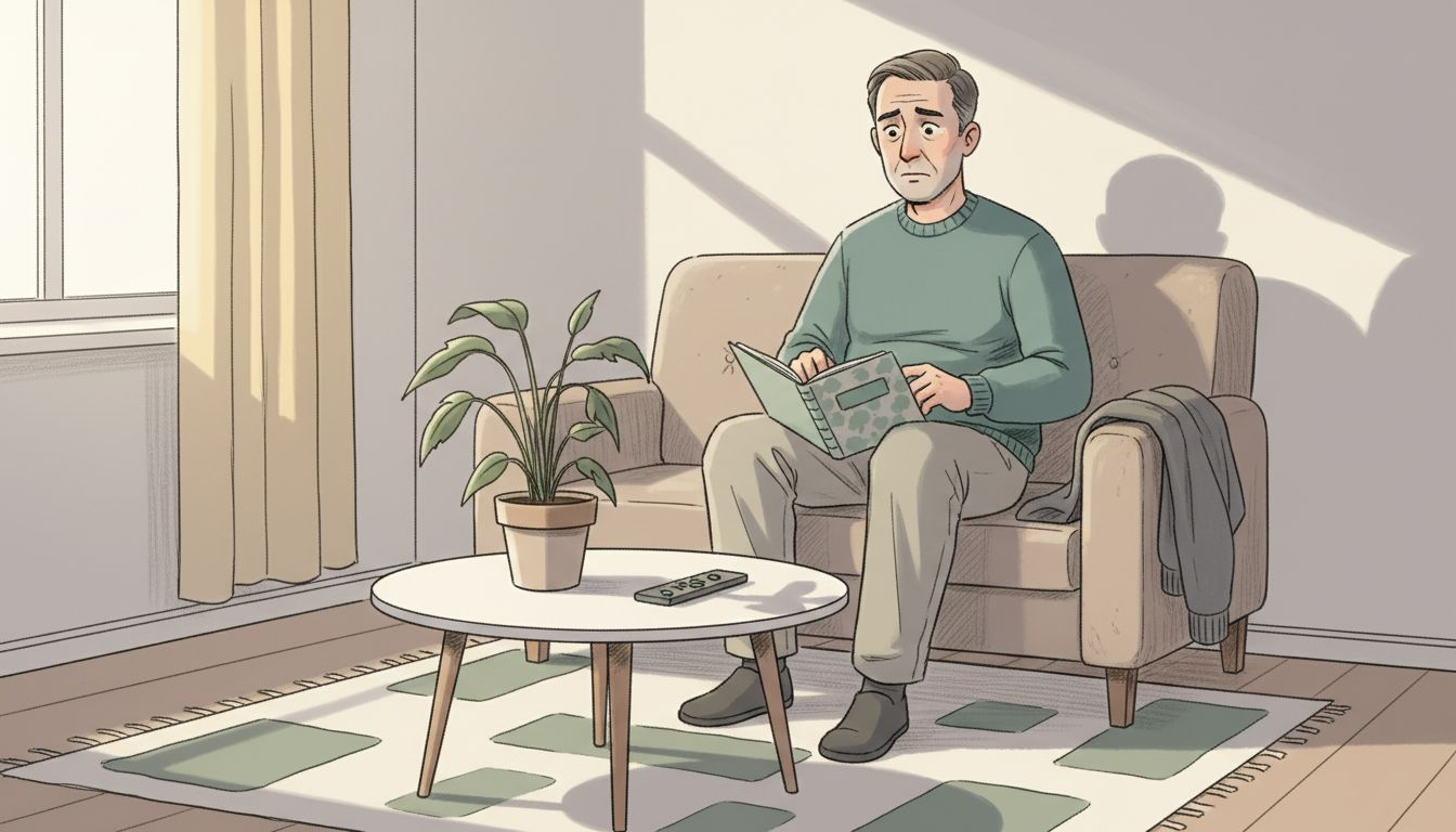 Mężczyzna, który z trudem próbuje wprowadzić w życie nowe przyzwyczajenie.