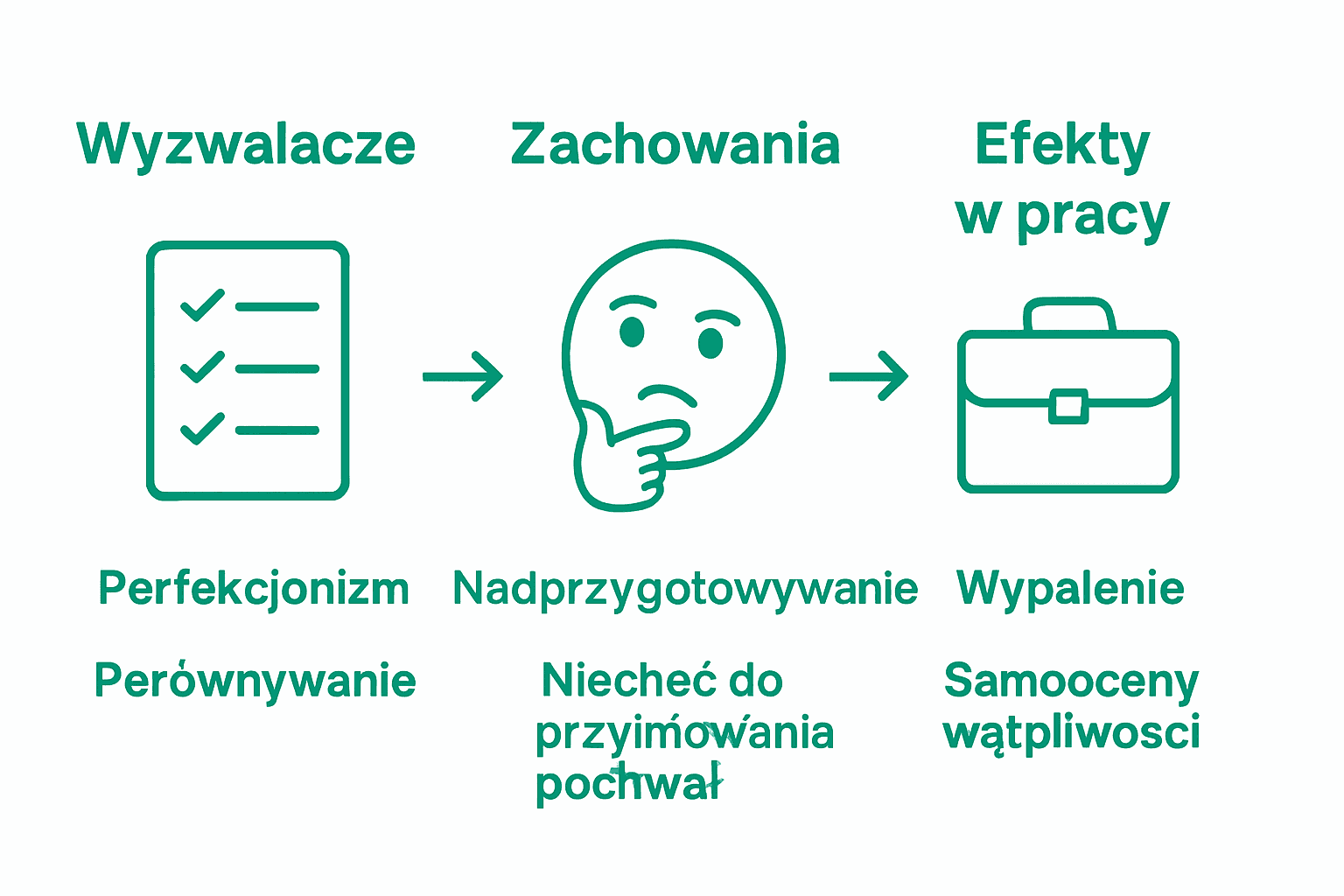 Infografika: co wywołuje syndrom oszusta, jak się objawia i jakie niesie skutki