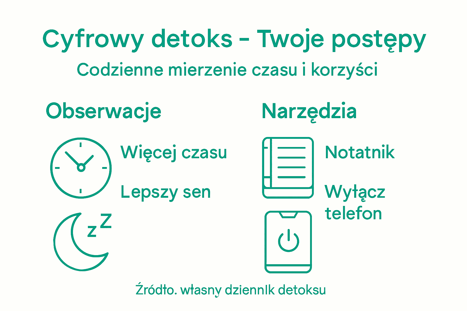 Infografika obrazująca, jak na bieżąco śledzić efekty detoksu
