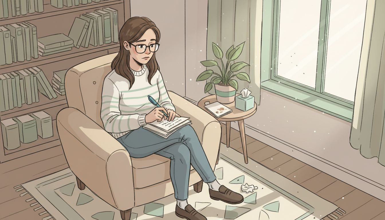 Psycholog analizuje notatki ze spotkań z klientem, aby lepiej zrozumieć jego sytuację i zaplanować dalszą pracę.