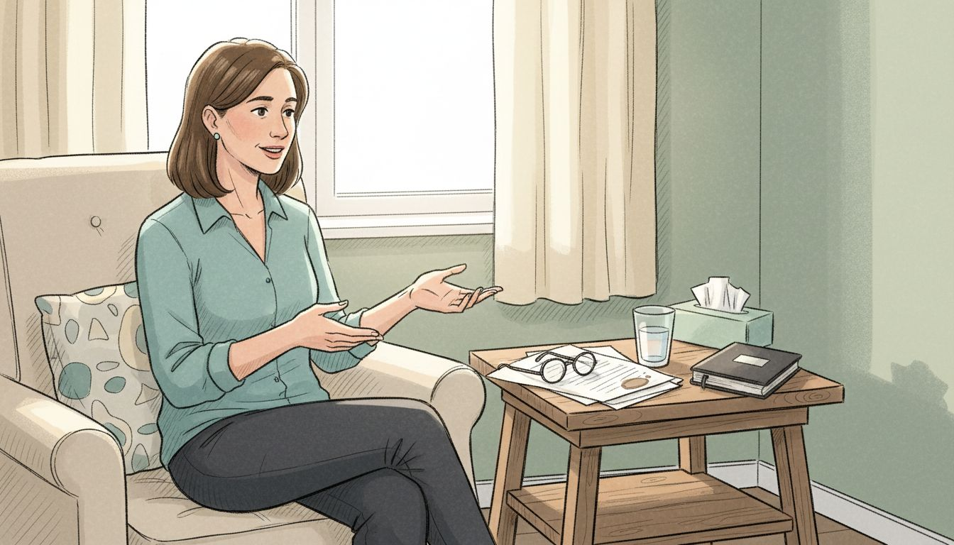 Psycholog rozmawia z pacjentem podczas wizyty w gabinecie