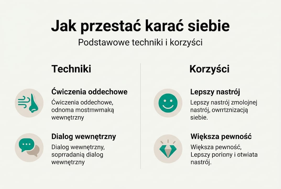 Grafika przedstawiająca sprawdzone sposoby radzenia sobie z poczuciem winy