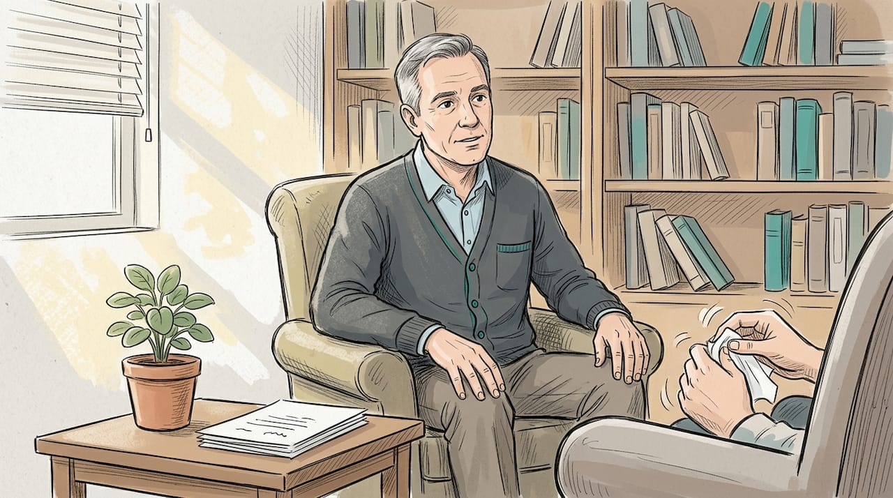 Terapeuta uważnie słucha swojego pacjenta podczas sesji terapeutycznej.