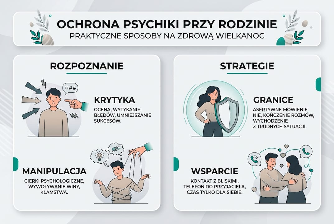 Infografika z codziennymi trikami wspierającymi zdrowie psychiczne