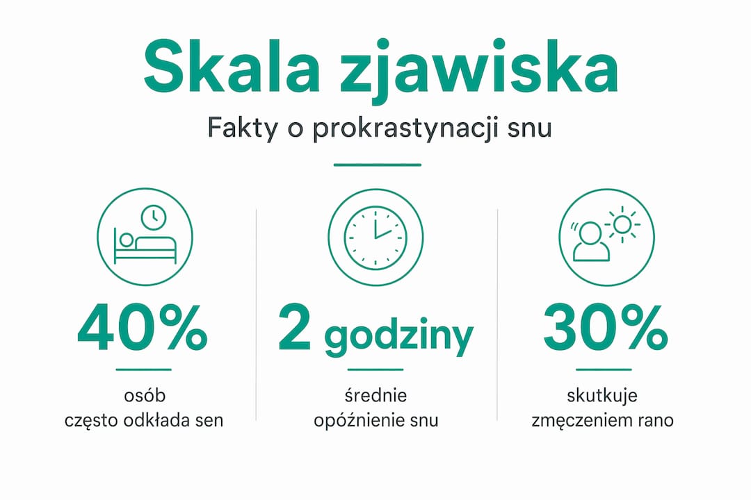 Infografika przedstawiająca dane na temat odkładania snu na później