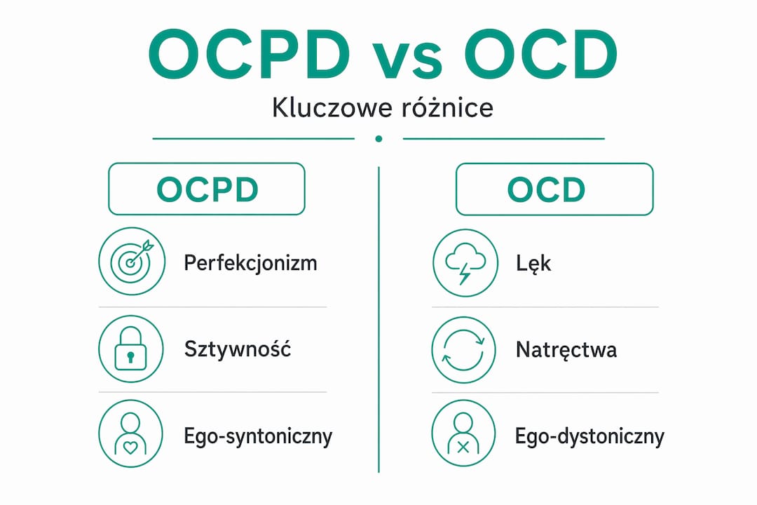 Infografika: najważniejsze różnice między OCPD a OCD