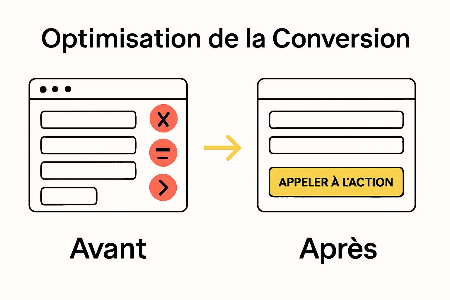 Before and after website conversion process visual