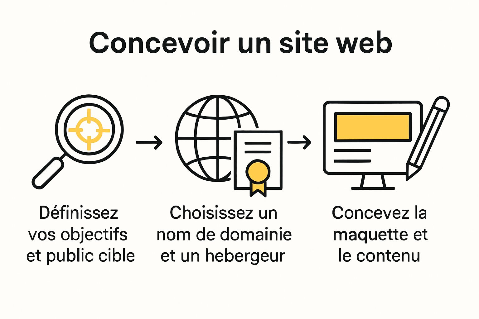 Infographic showing first three steps of launching a showcase site