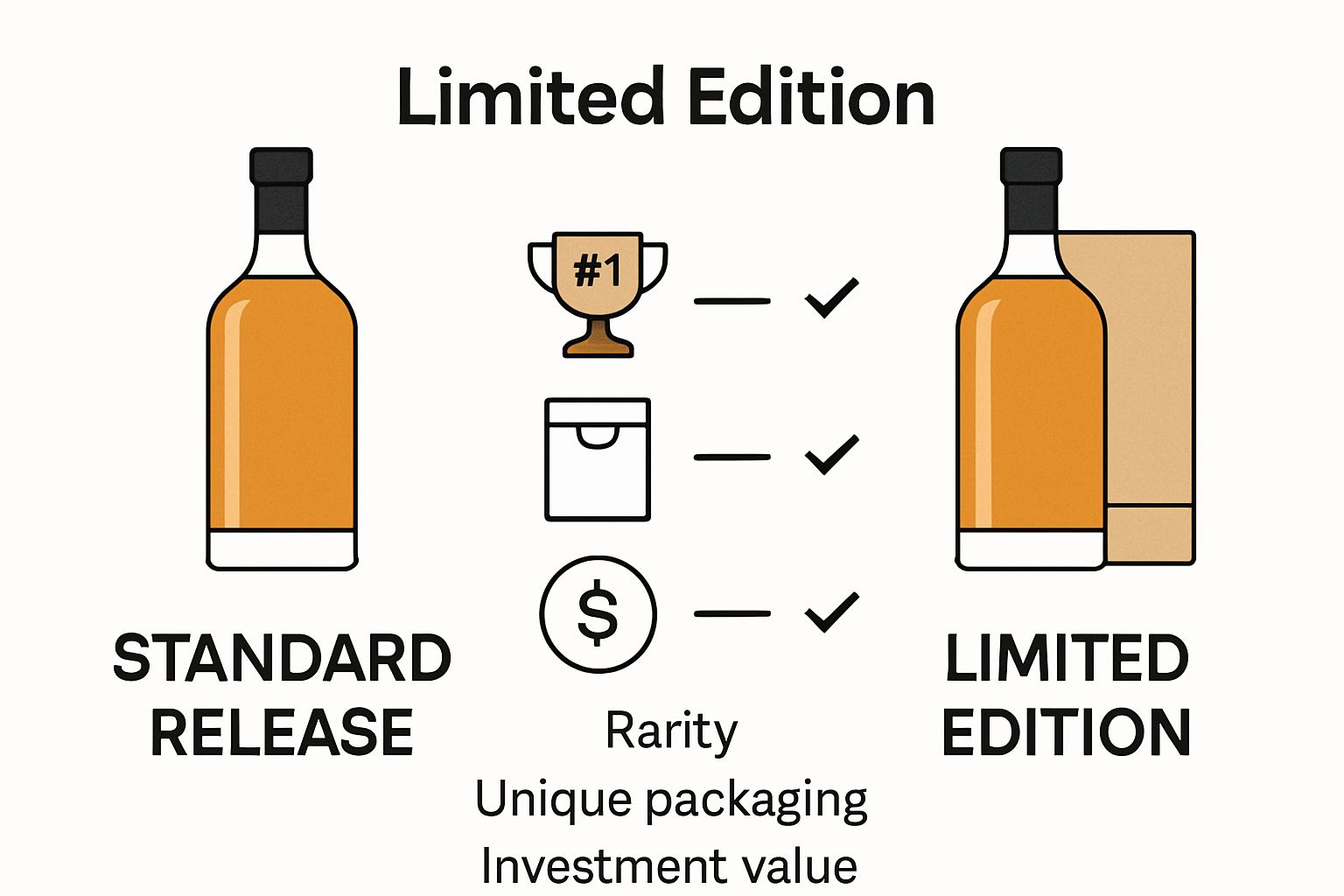 Comparison between standard and limited edition whisky bottles