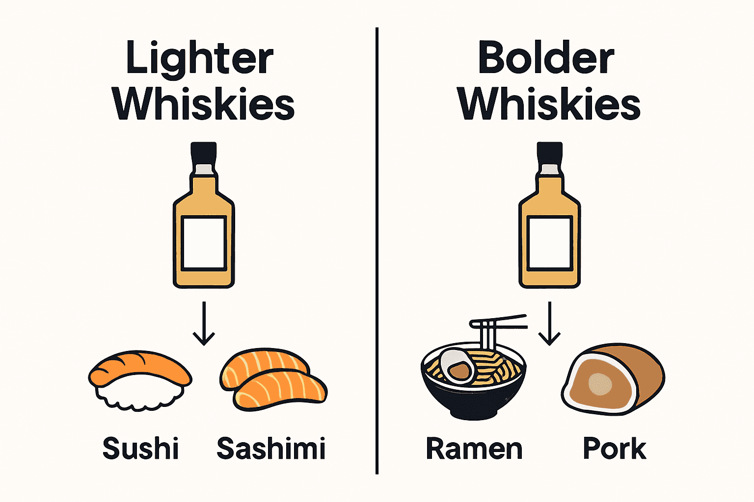 Infographic showing Japanese whisky pairing with different foods.