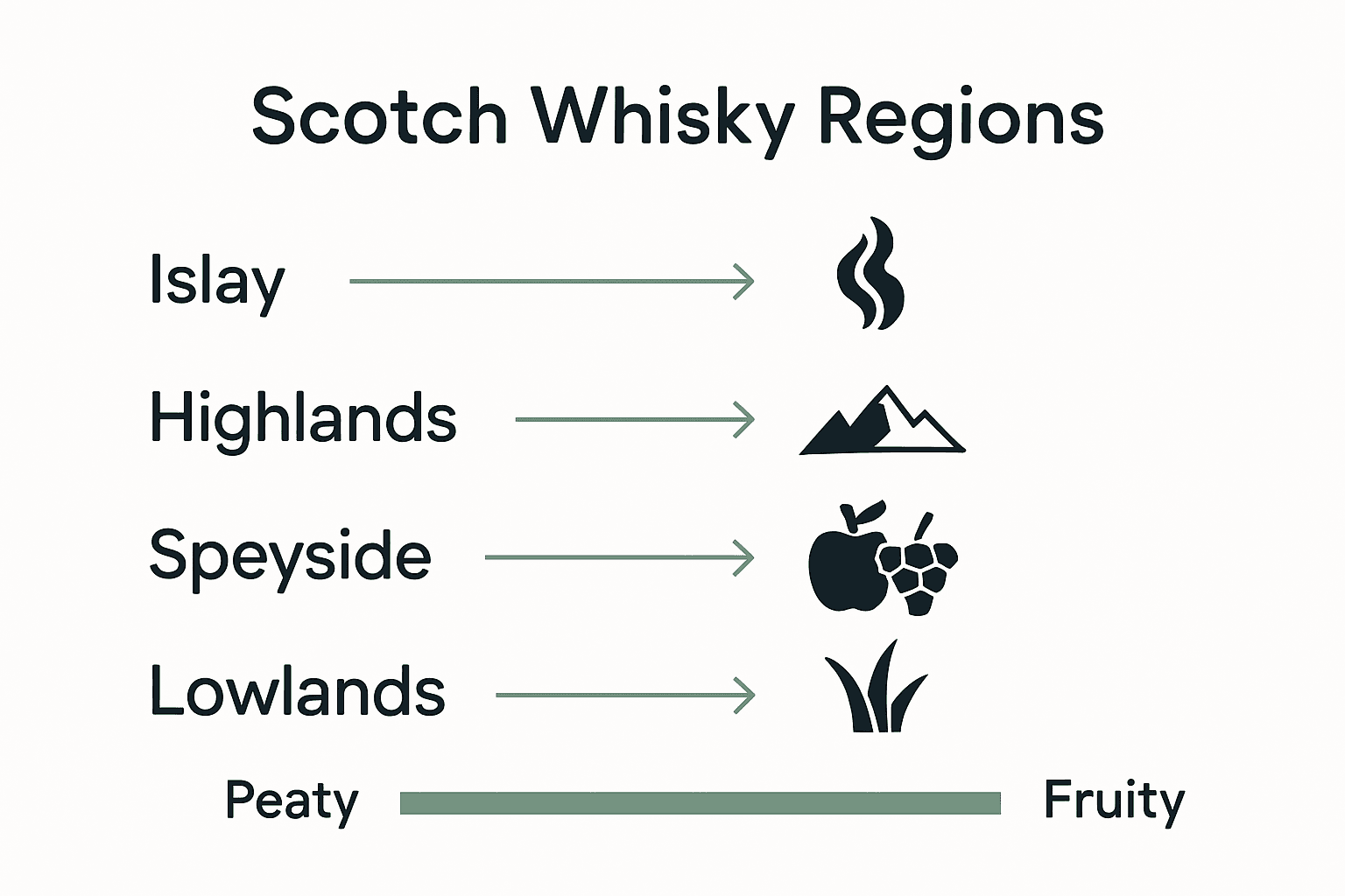 Infographic showing Scotch whisky region flavor differences