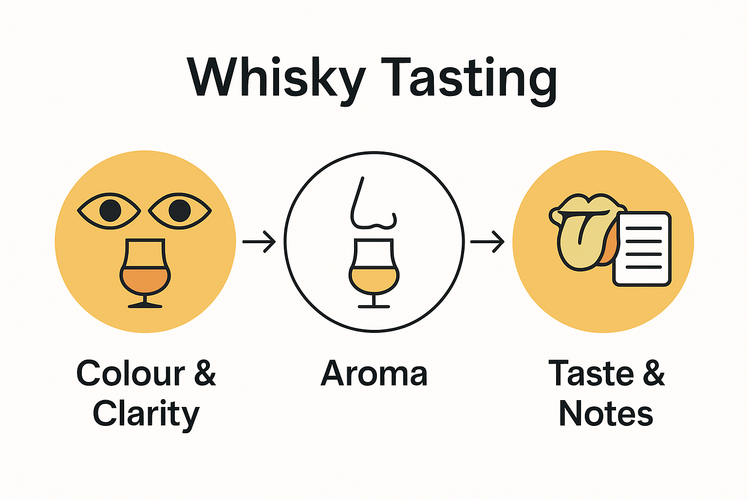 Whisky tasting process step infographic