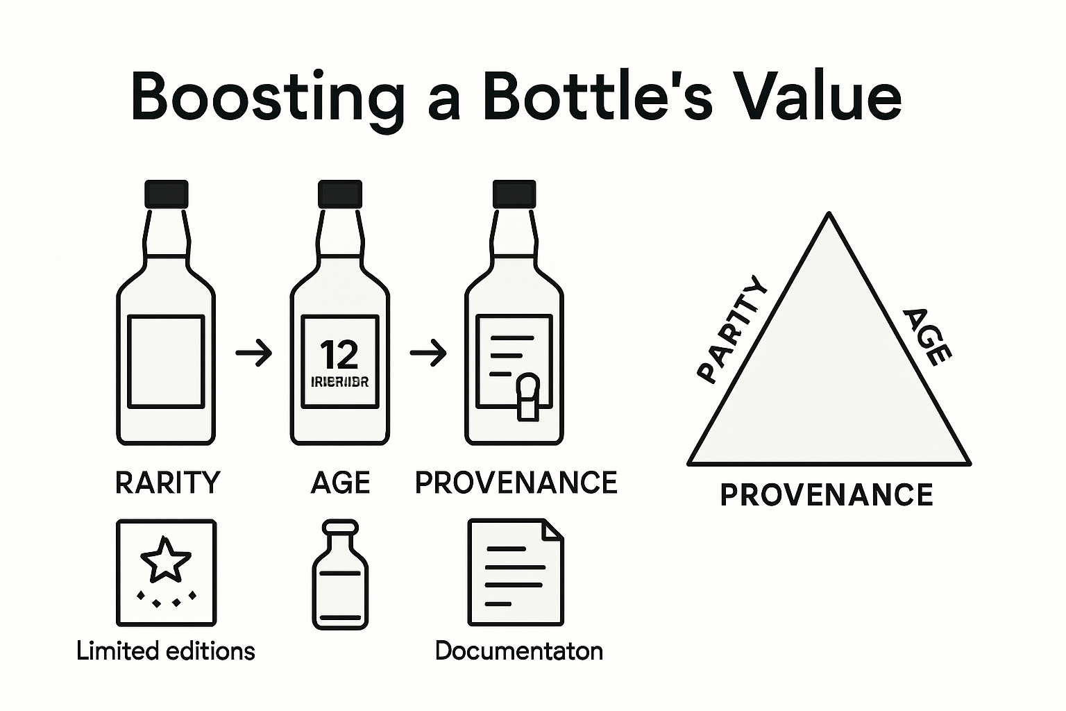Infographic showing collectible whisky value factors