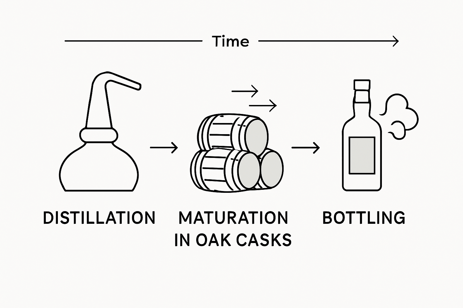 Simple whisky maturation process infographic