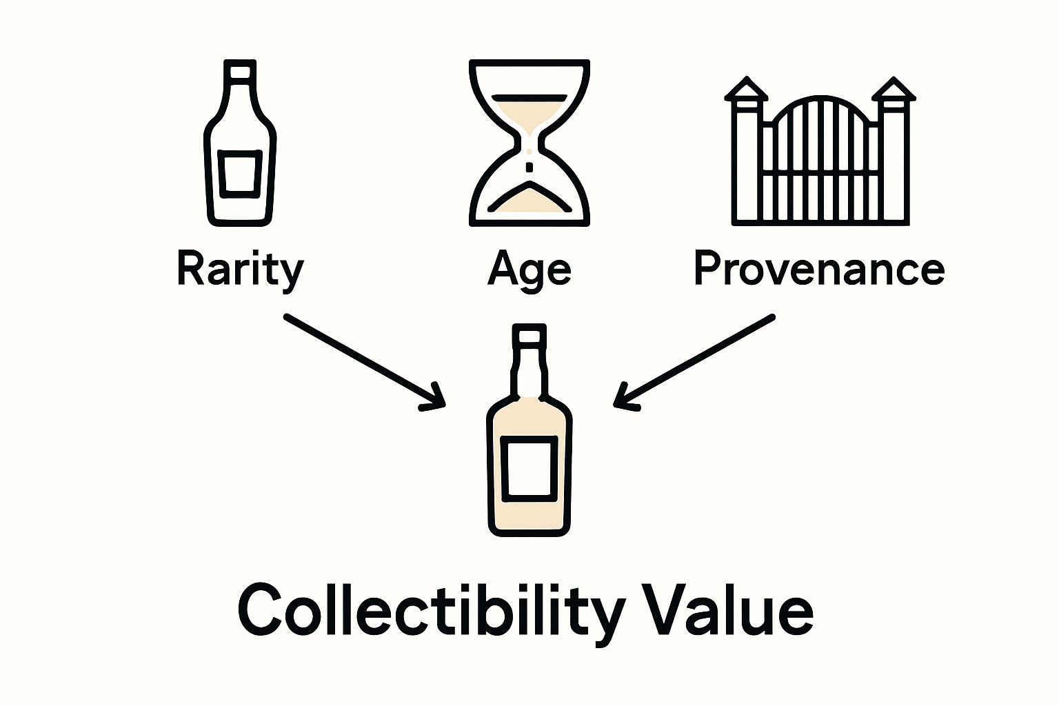 Whisky value factors infographic with icons